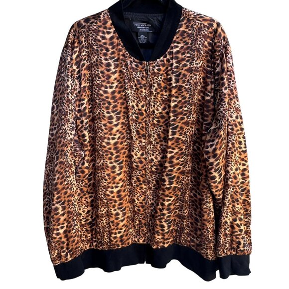 New York City Design Co Vintage Womens Oversized Silk Animal Print Bomber Jacket - Picture 1 of 9